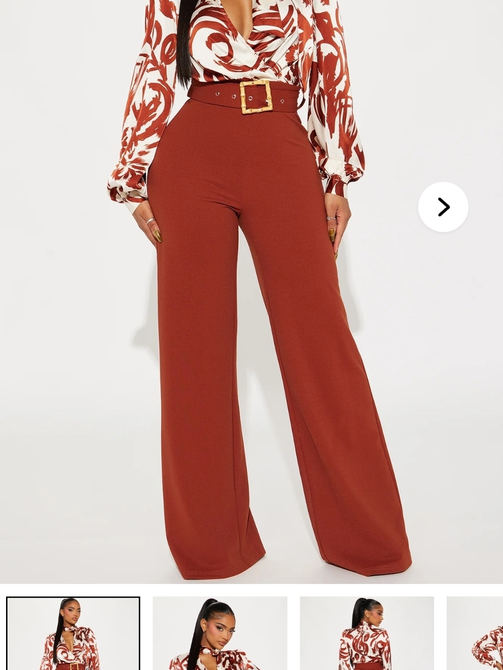 High-Waist Wide-Leg Pants in Rust